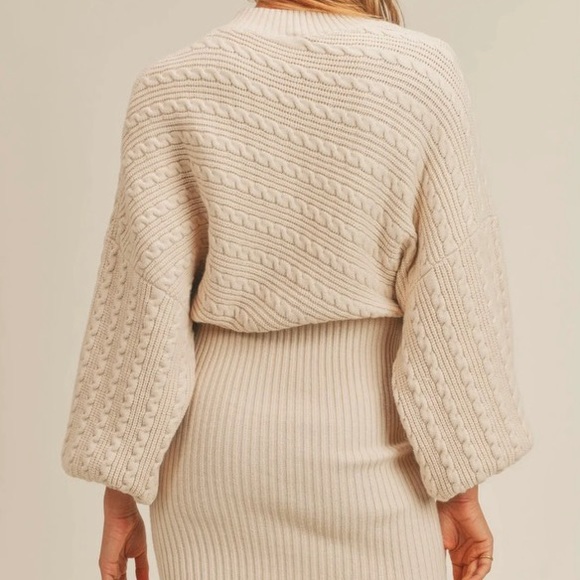 NWT SAGE The Label Cream Sweater Knit Dress - Picture 3 of 3